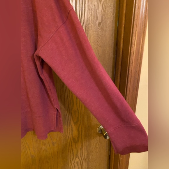 Time and Tru Women's Tunic Crew Neck, French Terry Sweatshirt, Burgundy, XXL - Picture 5 of 8